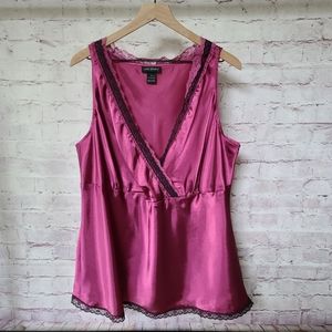 Lane Bryant Satin Lace Trim V-Neck Camisole Tank
